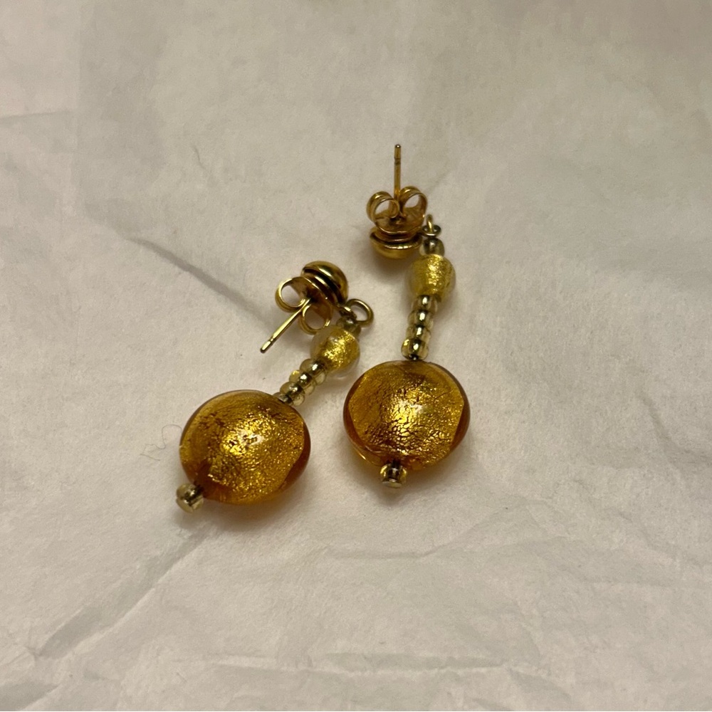 Minimalist Gold Drop Glass Earrings